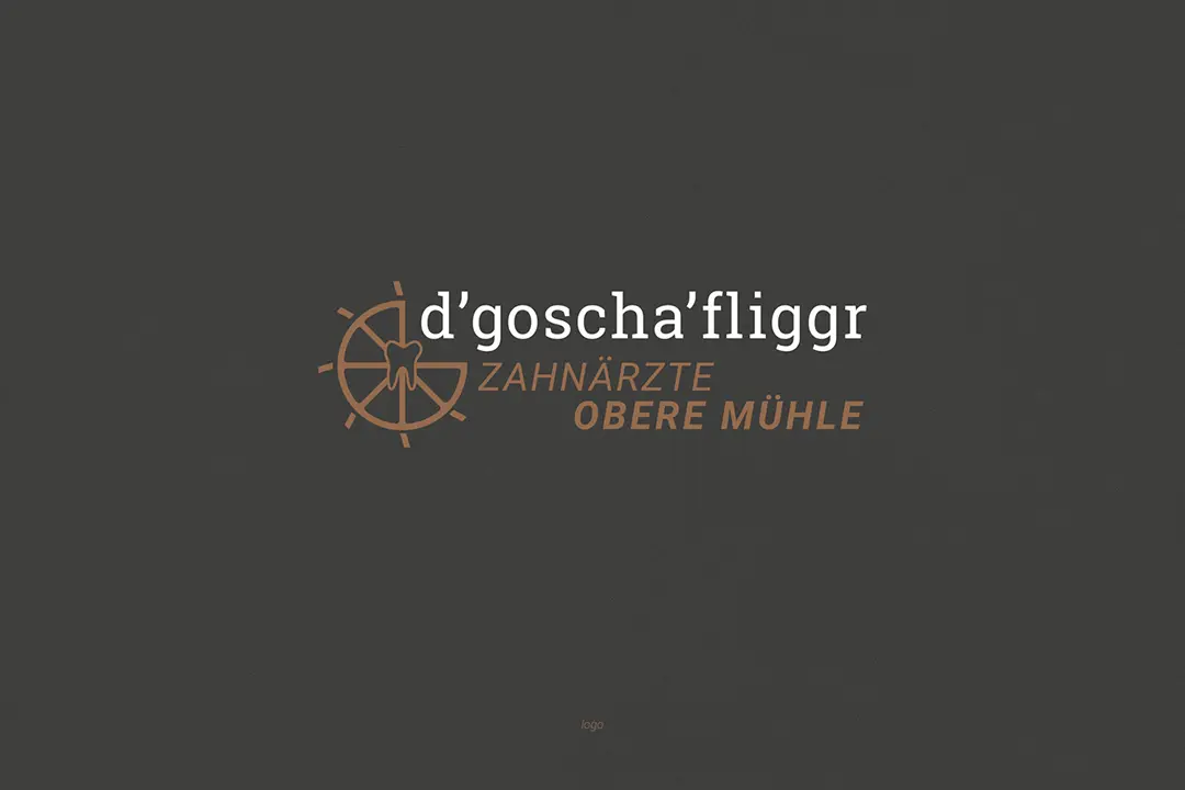 Designtes Logo für d'goscha'fliggr Zahnärzte Obere Mühle
